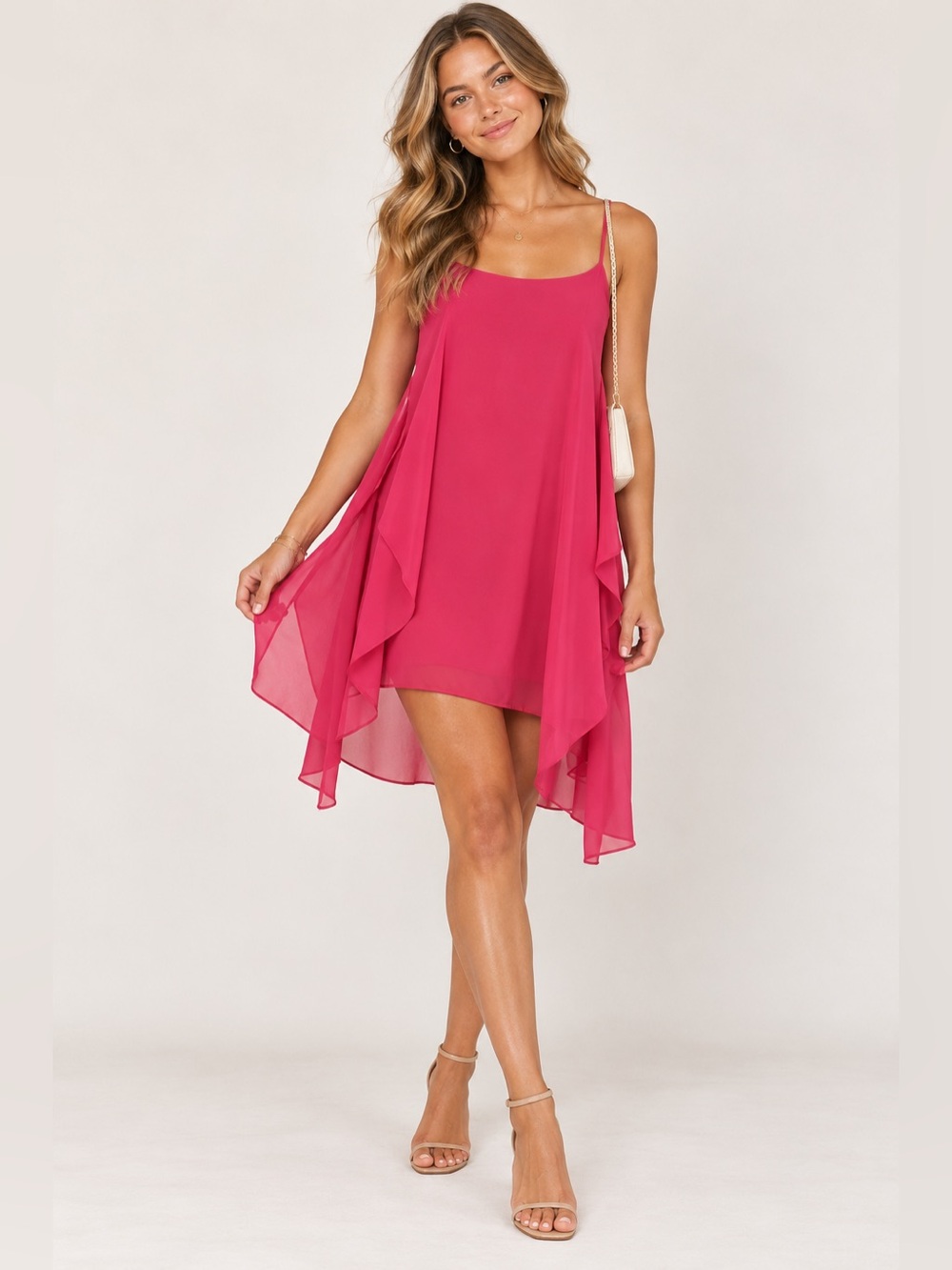 Alice + Olivia Hot Pink Layered Chiffon Mini Dress